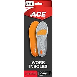 ACE Insoles Work, Shaped by Superfeet, Anti-Fatigue Support, One Pair, Large