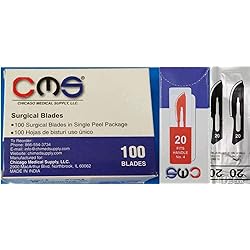 Chicago Medical 20 Surgical Podiatry Medical Blades Scalpels Knives Stainless Steel 100BX Sterile CMS #20 for No 4 Handle