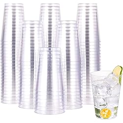 12 OZ Clear Plastic Cups , 100 Pack Heavy-duty Party Glasses, Disposable Plastic Cups for Wedding, Halloween,Thanksgiving Day, Christmas Party Cocktails Tumblers