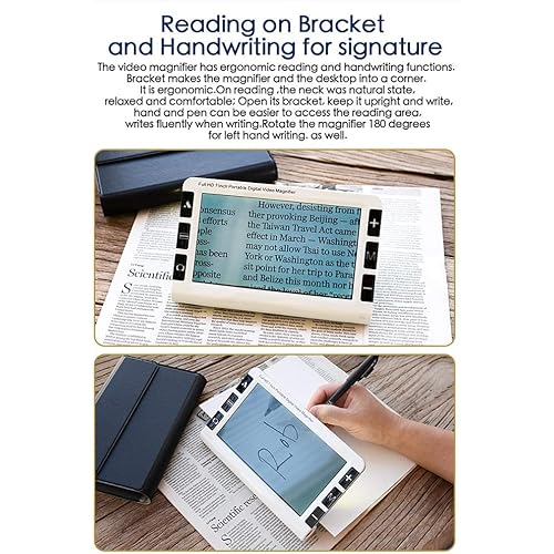7.0 Inch Digital Magnifier, 2X-32X Zoom, 19 Color Modes, AV HDMI USB Output, 500W Dual Cameras, for Low Vision People Reading, Writing, Maps