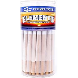 Elements Cones King Size | 100 Pack | Natural Pre Rolled Rice Rolling Paper with Tips and Packing Tubes Included