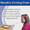 Sammons Preston Reusable 18" Drinking Straws, Pack of 10 Flexible Long Straws with 316" Diameter Ideal for Drinking from Tall Bottles and Cups, Dishwasher Safe Straws for Smoothies and Thick Liquids
