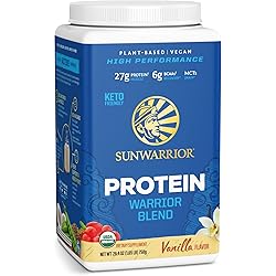 Vegan Protein Powder with BCAA | Raw Keto Protein Shake Gluten Free Non-GMO Dairy Free Soy Sugar Free Low Carb Plant Based Protein Powder | Vanilla 30 SRV 750 G | Warrior Blend by Sunwarrior