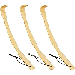 RENOOK Back Scratcher Bamboo - Curved Long Handle 3 PCS Wooden Back Scratchers for Men, Women & Kids, Body Itching Assistant, Novel Gifts for Friends and Family