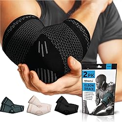POWERLIX Elbow Brace Compression Support Pair - Elbow Sleeve for Tendonitis, Tennis Elbow Brace and Golfers Elbow Treatment, Arthritis, Workouts, Weightlifting – Reduce Elbow Pain