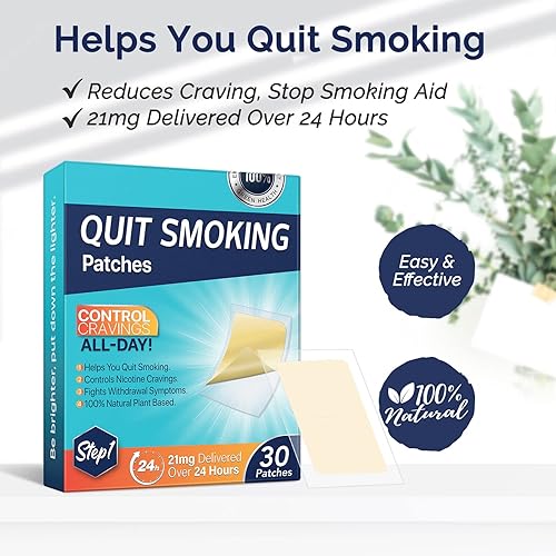 21mg Step 1 Smoking Aid Stop Smoking Patch Easy and Effective to Help Quit Smoking, Safety Anti-Smoking Stickers Stop Smoking Aid, 30 Count, 24H Delivered