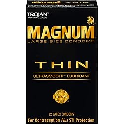 Trojan Magnum Thin Large Size Lubricated Condoms - 12 Count