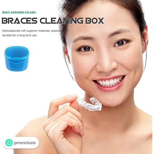 Healvian Dentures Case Mouth Guard Storage Containers Orthodontic Retainer Dental Box False Teeth Storage Case Box Denture Cleaning Box