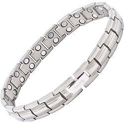 MagnetRX® Women's Ultra Strength Magnetic Therapy Bracelet - Arthritis Pain Relief & Carpal Tunnel Titanium Magnetic Bracelets for Women - Adjustable Length with Sizing Tool Silver