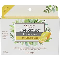 Quantum Health TheraZinc Lemon Lozenges, Made with Zinc Gluconate for Immune Support, 24 Count
