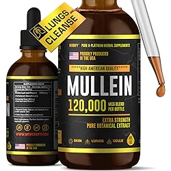 Mullein Drops - Lung Cleanse - Mullein Leaf Extract - Powerful Mullein for Immune Support - Mullein Extract for Lung Detox & Respiratory Support - Made in USA - Herbal Supplements - 4 Oz