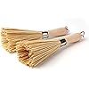 Sansheng 2 Pack Bamboo Wok Brush, Kitchen Cleaning Brush, Bamboo Kitchen pan Brush, FPR pan Handle Cleaning Brush, Bamboo pan Brush, Pot Brush, Pot Brush Cleaning