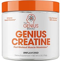 Genius Creatine Powder – Pro Post Workout Recovery Drink for Lean Muscle Gain | Creapure Monohydrate & Beta Alanine | Natural Anabolic Mass Gainer for Men & Women - Serious Muscle Builder, 170G