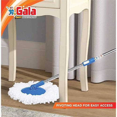 Gala Twin Bucket Spin Mop With 2 Refills And 1 Liquid Dispenser Blue