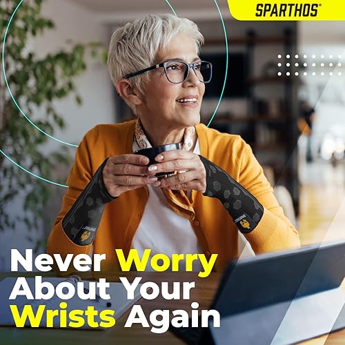 Sparthos Wrist Support Sleeves Pair – Medical Compression for Carpal Tunnel and Wrist Pain Relief – Wrist Brace for Men and Women – Made from Innovative Breathable Elastic Blend