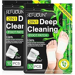 2-in-1 Detox Foot Pads, 20Pcs Upgrade Deep Cleansing Foot Pads, Ginger Foot Pads Detox, Natural Bamboo Vinegar Ginger Powder Foot Pads for Relieve Stress, Improve Sleep and Remove Dampness