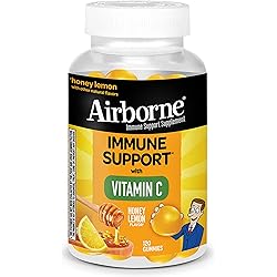 Airborne 200mg Vitamin C with Zinc Gummies for Adults, Immune Support Supplement with Powerful Antioxidants Vitamins A C & E - 120 Gummies, Honey Lemon Flavor
