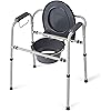Medline Steel 3-in-1 Bedside Commode, Portable Toilet with Microban Protection, Can be Used as Raised Toilet Seat Riser, Gray