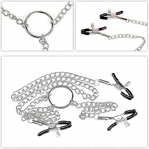 Adjustable Nipple Clips,Reusable Nipple Clamps,Breast Clip Massager Clamps Non Piercing Body Jewelry Couple Flirting Toy,Women Body Chain with Adjustable Clamp Clips Nipple Clips-3 Chains