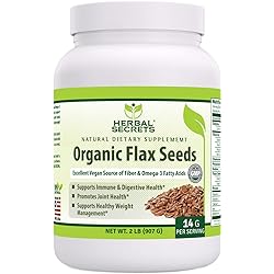 Herbal Secrets Whole Flax Seeds 2 Lbs Non-GMO 14 G Per Serving Raw Vegan Gluten Free - Supports Healthy Metabolism , Immune Health & Promotes Joint Health