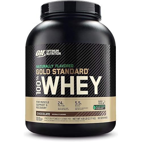 Optimum Nutrition Gold Standard 100% Whey Protein Powder, Naturally Flavored Chocolate, 4.8 Pound Packaging May Vary