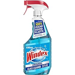 Windex Glass and Window Cleaner Spray Bottle, Bottle Made from 100% Recycled Plastic, Original Blue, 23 fl oz