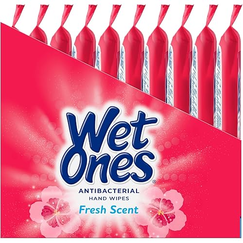 Wet Ones Antibacterial Hand Wipes, Fresh Scent, 20 Count Pack of 10