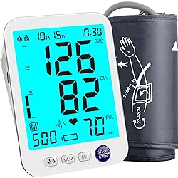 Blood Pressure Monitor Upper Arm Large LED Backlit Screen 1000 Sets Memory Automatic Digital BP Machine Adjustable BP Cuff