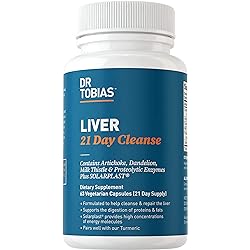 Dr. Tobias Liver 21 Day Cleanse, Herbal Liver Detox Cleanse with Solarplast, Artichoke Extract, Milk Thistle & Dandelion Extract, for Liver Cleanse & Detox, 63 Vegetable Capsules 3 Daily
