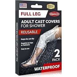 100% Waterproof Cast Cover Leg - 【Watertight Seal】 - Reusable Full Leg Cast Covers for Shower Adult Thigh, Knee, Ankle, Foot - Pack of 2