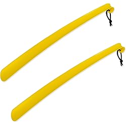 RMS 2 Pack Extra Long Handled Shoe Horn with Curved Handle and Hang Up Strap 24 inches