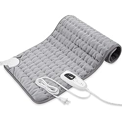 Heating Pad - Electric Heating Pads - Hot Heated Pad for Back Pain Muscle Pain Relieve - Dry & Moist Heat Therapy Option - Auto Shut Off Function Light Gray, 12" x 24"