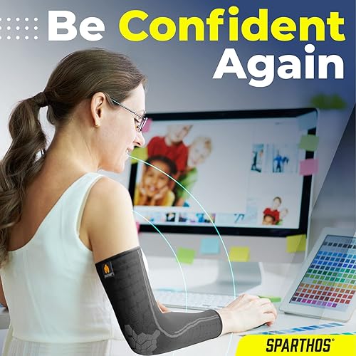 Sparthos Arm Compression Sleeves - Aid in Recovery and Support Active Lifestyle - Innovative Breathable Elastic Blend