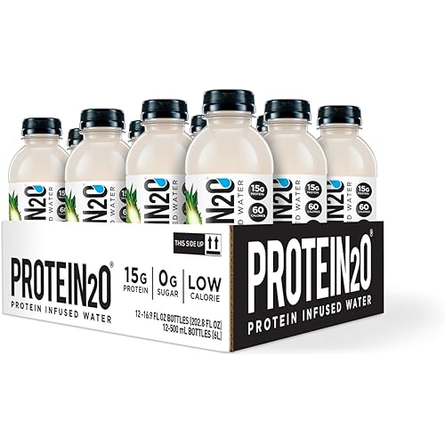 Protein2o Low Calorie Protein Infused Water, 15g Whey Protein Isolate, Tropical Coconut Pack of 12, 16.89 Ounce & Energy, Low Calorie Protein Infused Water, Cherry Lemonade, Pack of 12