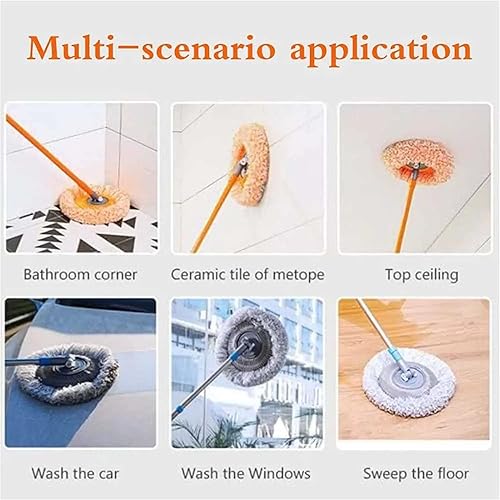 360° Rotatable Adjustable Cleaning Mop, with 4 Coral Velvet Mop Head for Household Floor Cleaning Wall Cleaning Mops