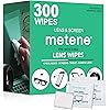 Metene 300 Pack Lens Cleaning Wipes ＆ 15 Pack Microfiber Cleaning Cloths（Lake Blue