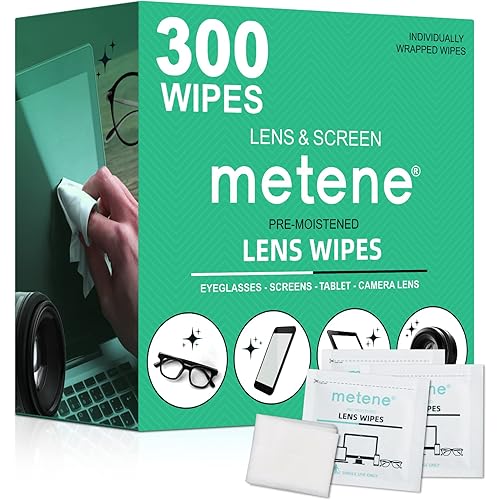 Metene 300 Pack Lens Cleaning Wipes ＆ Metene 15 Pack Microfiber Cleaning Cloths Grey