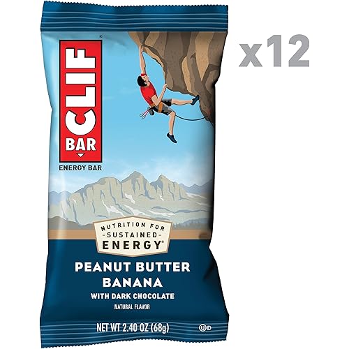 CLIF BARS - Energy Bars - Peanut Butter Banana with Dark Chocolate - Made with Organic Oats - Plant Based Food - Vegetarian - Kosher 2.4 Ounce Protein Bars, 12 Pack Packaging May Vary