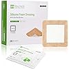 Silicone Adhesive Foam Dressing with Gentle Border 4''x4'' for Bed Sore Leg Ulcer 10 Pack, High Absorbency Waterproof Silicone Wound Bandage for Foot Diabetic Ulcer