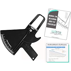 Slim Guide Skinfold Caliper with Body Fat Software and Multilingual Manual Black