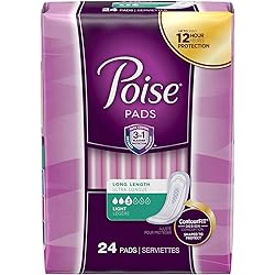 Poise Long Length Bladder Control Pad Light Absorbency Absorb-Loc One Size Fits Most Female Disposable, 48536 - Pack of 24