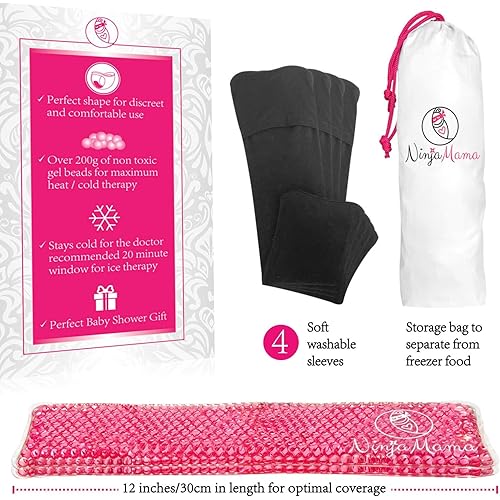 Ninja Mama Perineal Ice Packs for Postpartum Soothing Relief for Postpartum Hemorrhoid Pain Childbirth Recovery Care - Labor and Delivery Essentials - Reusable - Hot or Cold - Pack of 2