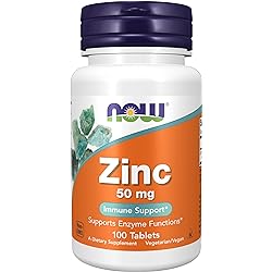 NOW Supplements, Zinc Zinc Gluconate 50 mg, Supports Enzyme Functions, Immune Support, 100 Tablets