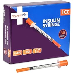 Brandzig Ultra-Fine Insulin Syringes 31G 1cc 516" 30-Pack