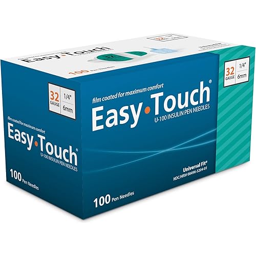 Easy Touch Insulin Pen Needles 32G 14-Inch 6mm, Box of 100
