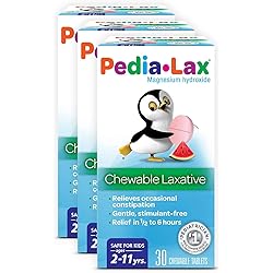 Pedia-Lax Laxative Chewable Tablets for Kids, Ages 2-11, Watermelon Flavor, 30 Count, Pack of 3