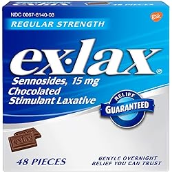 Ex-Lax Regular Strength Stimulant Laxative Chocolated Pieces, 48 count