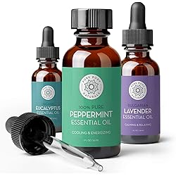 Peppermint Lavender Eucalyptus Essential Oil Bundle, 1 fl oz Each, Pure and Undiluted, Lab Tested, Therapeutic Grade - by Pure Body Naturals