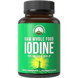 Raw Whole Food Iodine from Organic Kelp Ascophyllum Nodosum by Peak Performance. Thyroid Support Supplement Iodide Potassium Tablets. Metabolism, Energy, and Immune Booster. 60 Vegan Capsules