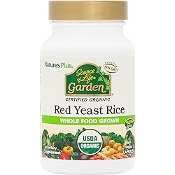 NaturesPlus Source of Life Garden Certified Organic Red Yeast Rice - 600 mg, 60 Vegan Capsules - Nutritional Support for Overall Well-Being - Vegetarian, Gluten-Free - 60 Servings